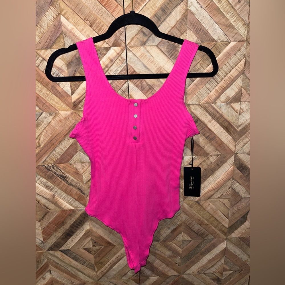Shinestar Pink Tank Top Ribbed Bodysuit